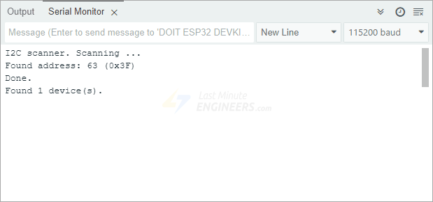 Вывод I2C сканера адресов