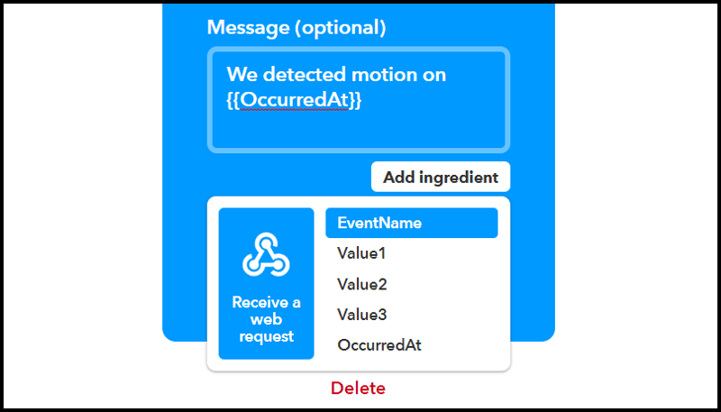 Значения Webhook IFTTT