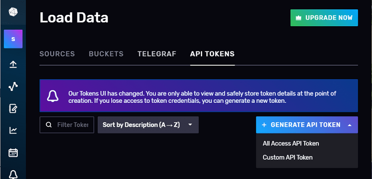 InfluxDB генерация API-токена с полным доступом