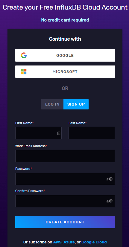 Учётная запись InfluxDB