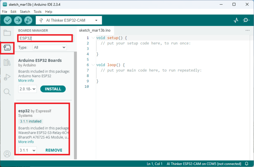 Установка ESP32 в Arduino IDE 2