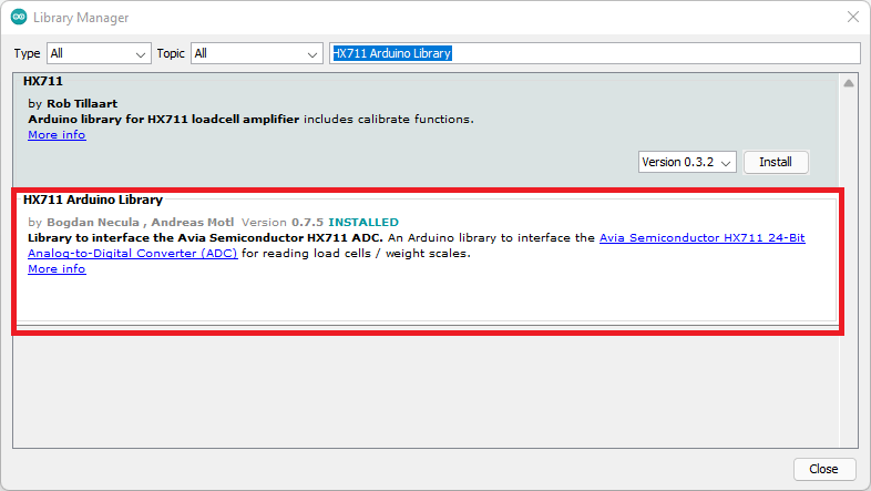 Установка библиотеки HX711 Bogdan в Arduino IDE