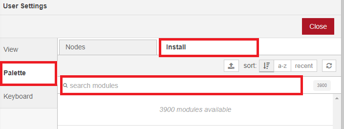 Установка узлов Node-RED