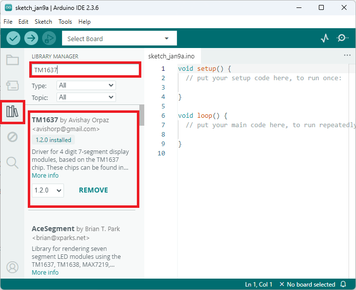 Установка библиотеки TM1637 в Arduino IDE