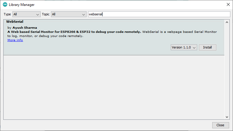 Установка библиотеки Web Serial в Arduino IDE