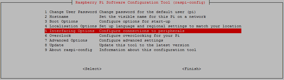 Interfacing Options в raspi-config