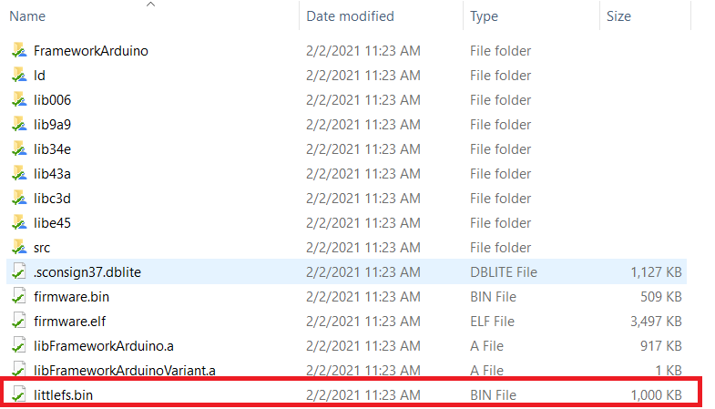 Расположение файла LittleFS bin ESP8266 VS Code PlatformIO
