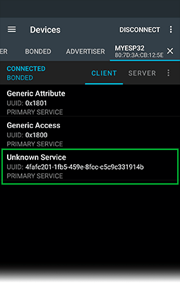 Поиск SERVICE UUID