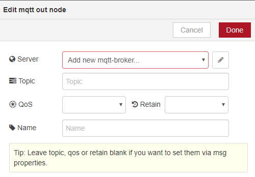 MQTT Output узел