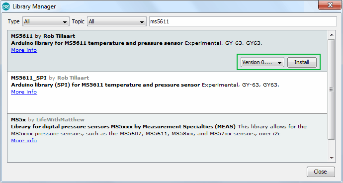 Подключение барометрического датчика давления MS5611 к Arduino