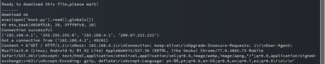 Точка доступа MicroPython -- отладочная информация в Shell