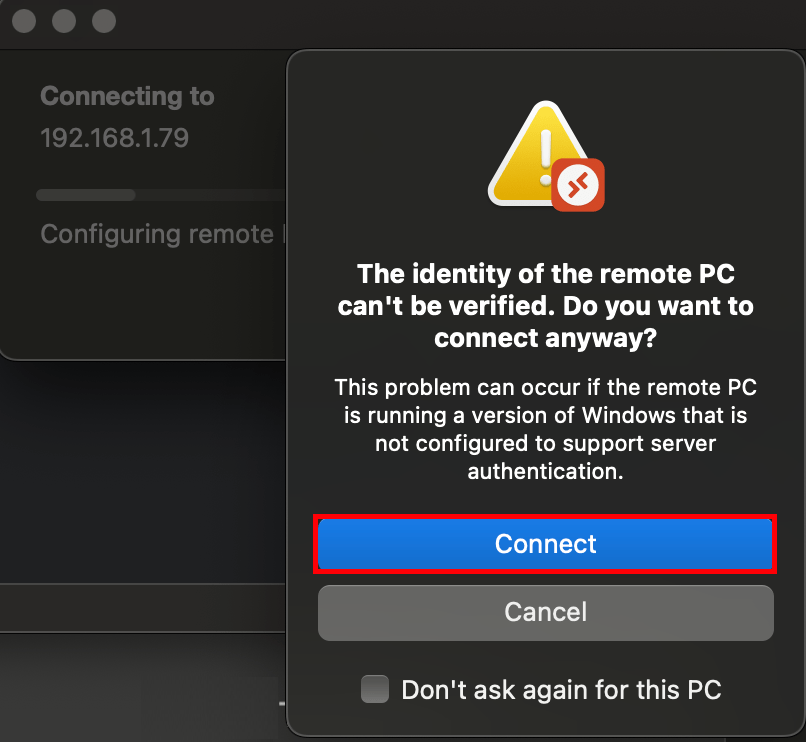 Программа Microsoft Remote Desktop — Подключиться