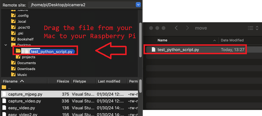 Перемещение файла с Mac на Raspberry Pi