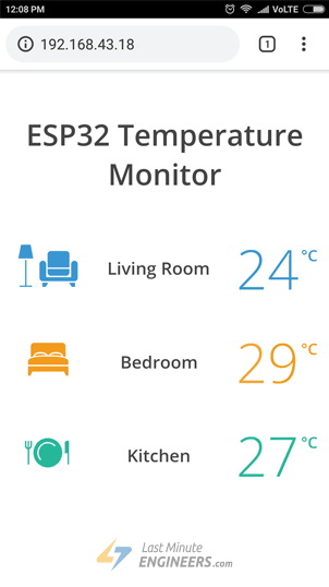 Показания нескольких DS18B20 на веб-сервере ESP32 — с CSS