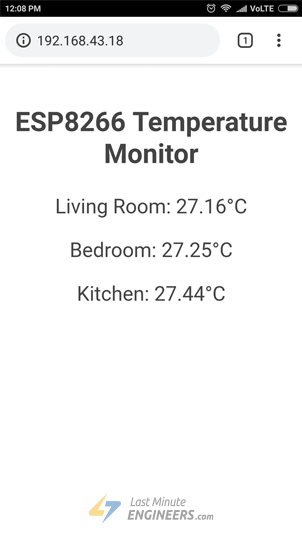 Показания нескольких DS18B20 на веб-сервере ESP8266 — без CSS