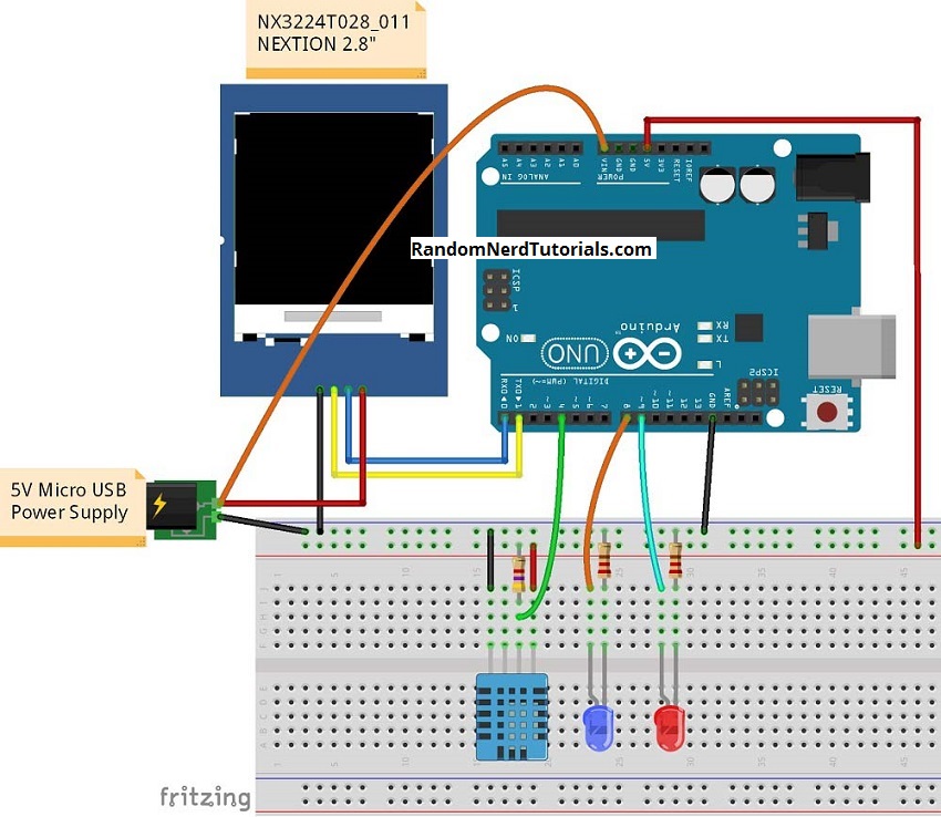 Схема проекта Nextion Display с Arduino