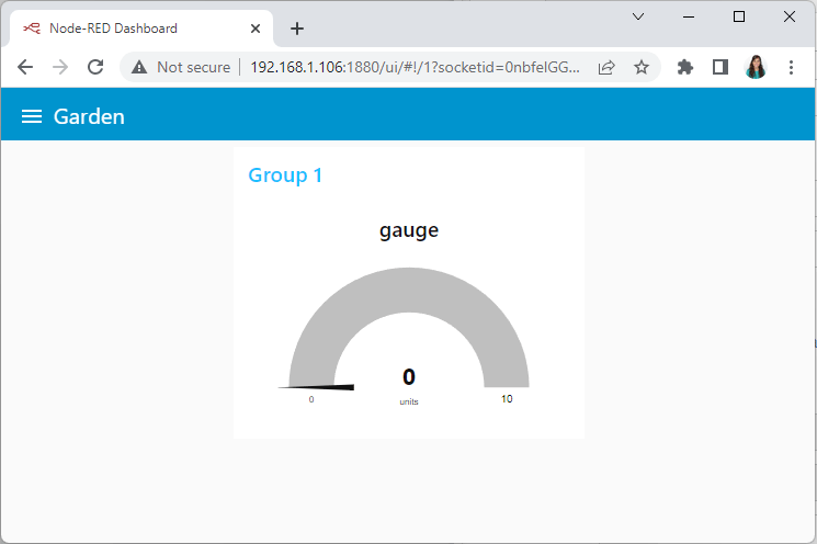 Пример датчика (gauge) в Node-RED UI