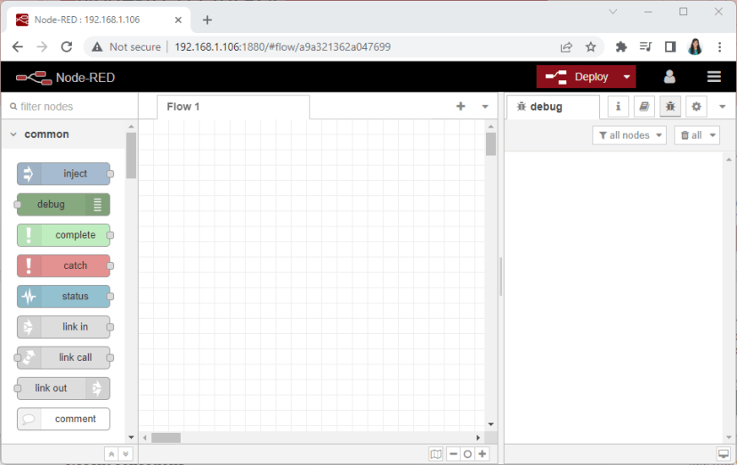 Визуальный интерфейс Node-RED