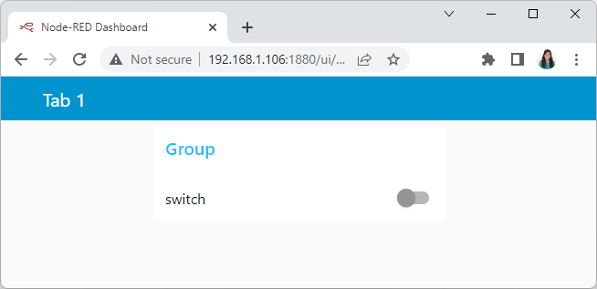 Пользовательский интерфейс Node-RED Dashboard — группа и вкладка