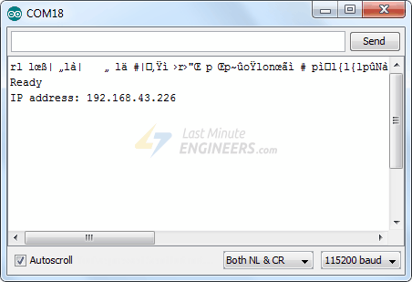 Запишите IP-адрес, назначенный ESP8266 NodeMCU