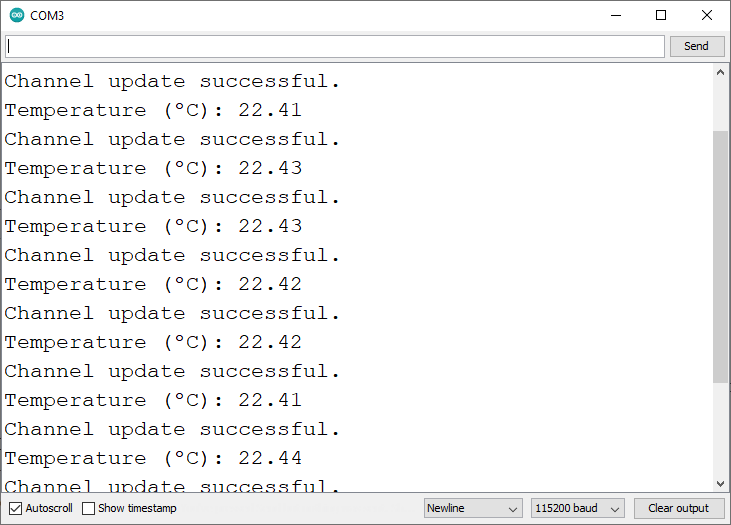 Публикация показаний температуры на ThingSpeak ESP32 Serial Monitor