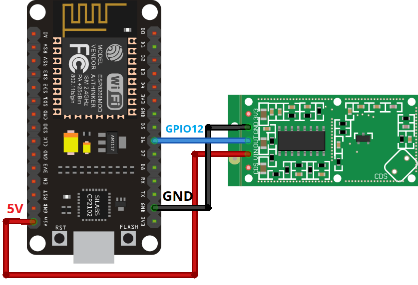 Подключение микроволнового радарного датчика приближения RCWL-0516 к ESP8266