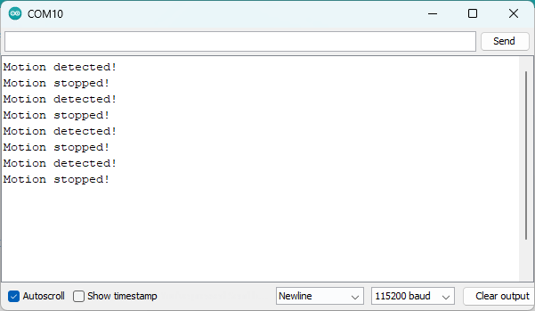 Тестирование микроволнового датчика RCWL-0516 с Raspberry Pi Pico - Serial Monitor