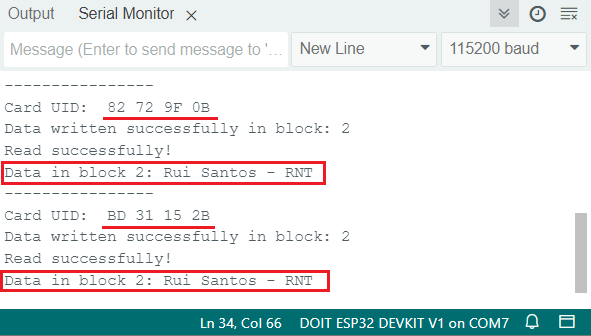 Библиотека RFID MFRC522v2 - чтение персональных данных из секторов и блоков - демонстрация примера в Arduino IDE