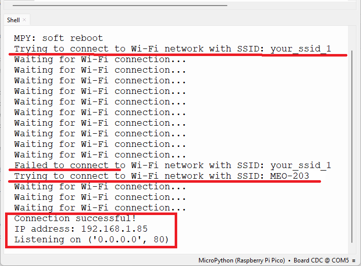 Raspberry Pi Pico пытается подключиться к различным сетям