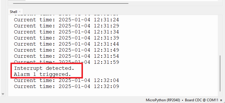 DS3231 RTC с Raspberry Pi Pico на MicroPython — срабатывание будильников