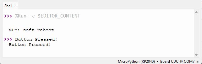 Raspberry Pi Pico обнаружение нажатия кнопки — MicroPython Shell Thonny IDE