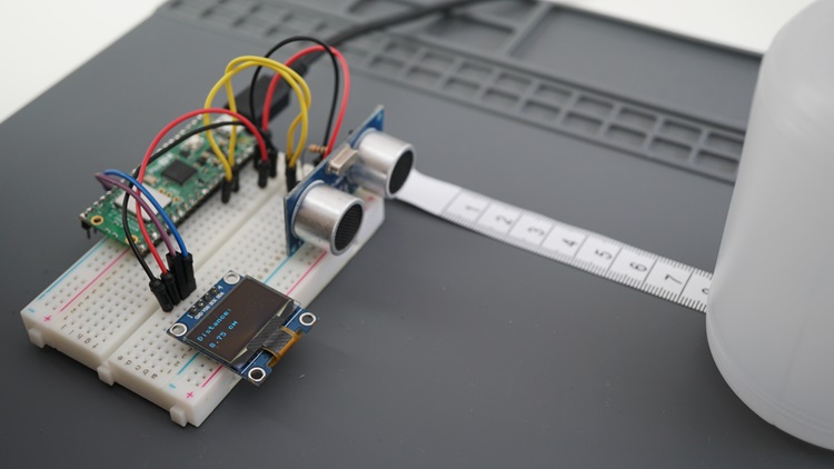 RPi Pico с HCSR04 - отображение расстояния на OLED-дисплее