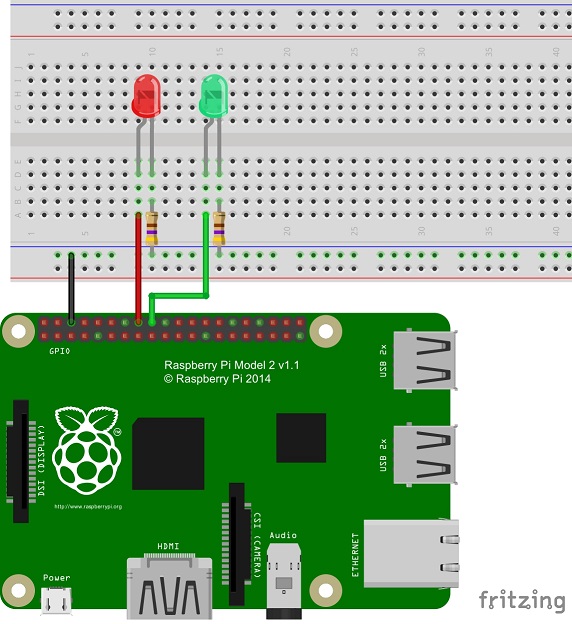 Схема подключения светодиодов к Raspberry Pi для веб-сервера