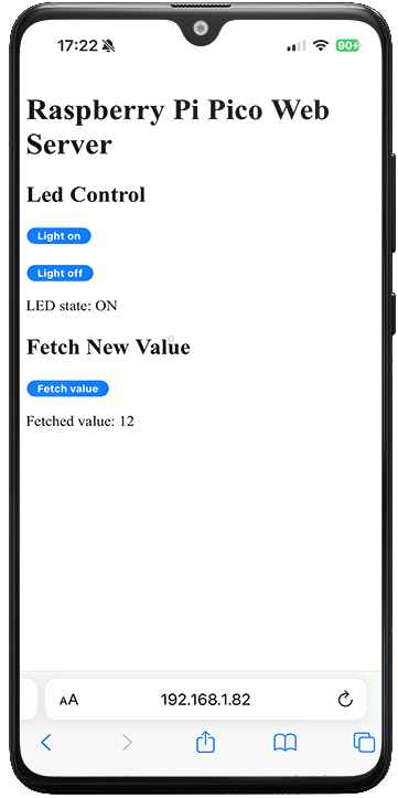 Веб-сервер Raspberry Pi Pico на смартфоне
