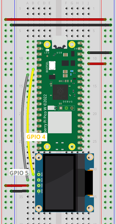 Схема подключения Raspberry Pi Pico с OLED-дисплеем