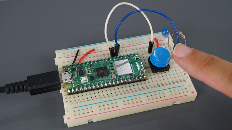 Raspberry Pi Pico - кнопка отпущена, светодиод выключен