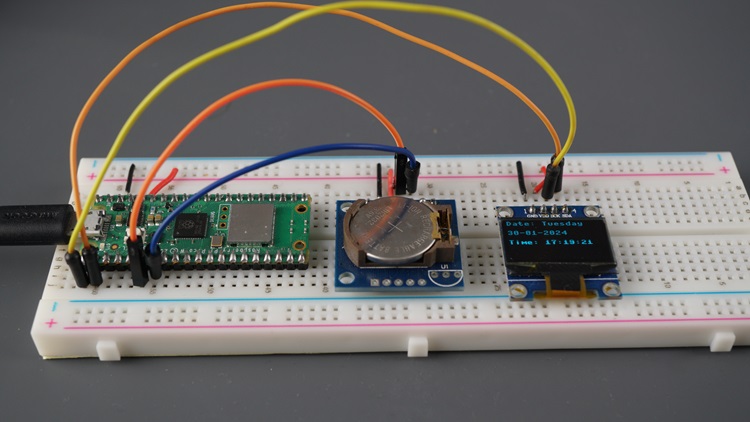 Цифровые часы Raspberry Pi Pico с OLED и модулем RTC