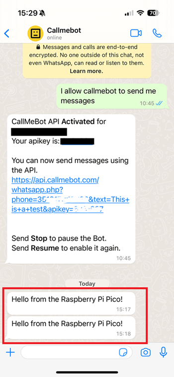 Raspberry Pi Pico отправка сообщений в WhatsApp