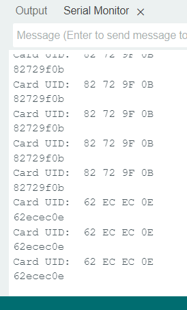 Чтение UID RFID-карты MFRC522 - демонстрация примера в Arduino IDE