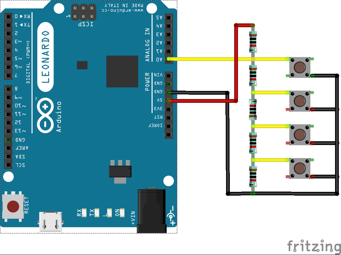Схема резистивной клавиатуры на Arduino