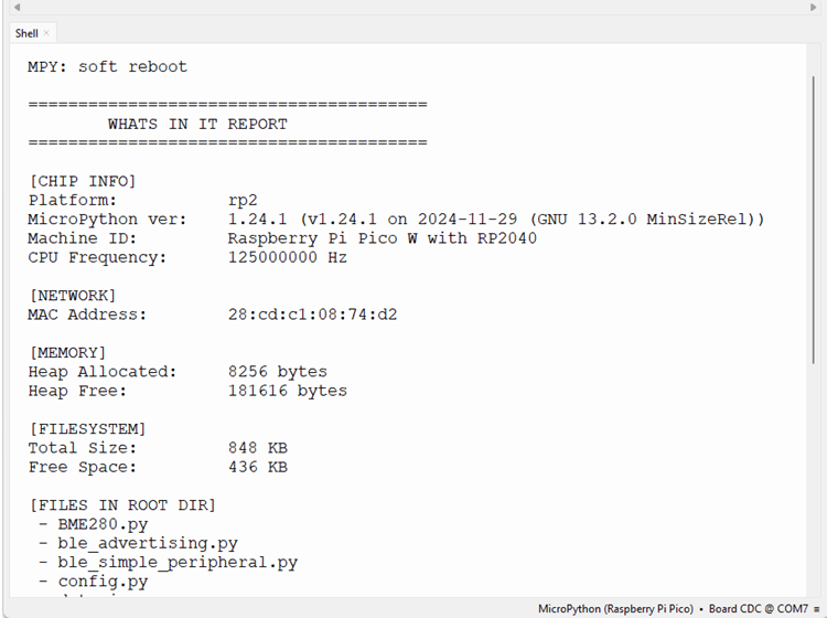 Raspberry Pi Pico с MicroPython — получение системной информации
