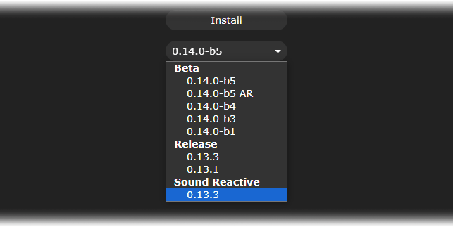 Выбор звукореактивной версии WLED