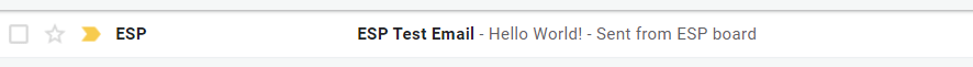 Письмо получено от платы ESP8266 аккаунт Gmail