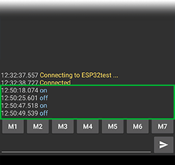 Отправка сообщений ON/OFF для управления реле