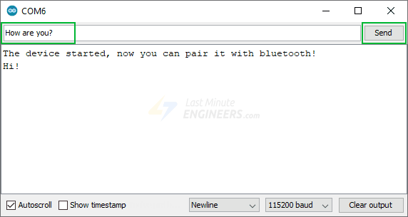 Отправка сообщения из монитора последовательного порта в приложение