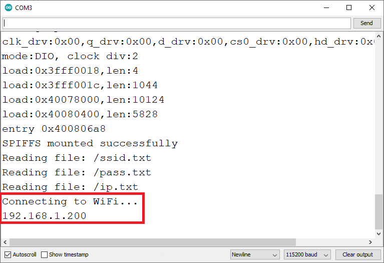 ESP32 Station Mode Success Serial Monitor