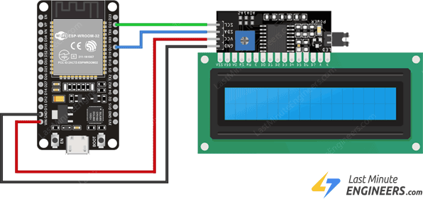 Тестирование контрастности ESP32 I2C LCD поворотом потенциометра