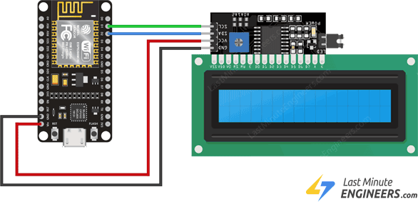 Настройка контрастности ESP8266 I2C LCD поворотом потенциометра