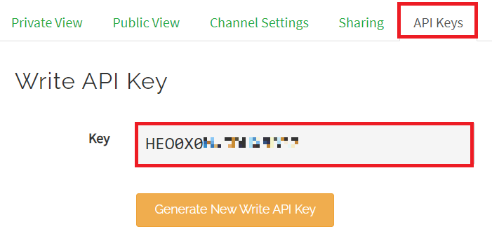 Thingspeak Write API Key — генерация нового ключа
