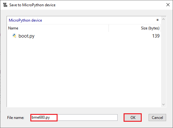 Thonny IDE ESP32 ESP8266 MicroPython — имя файла
